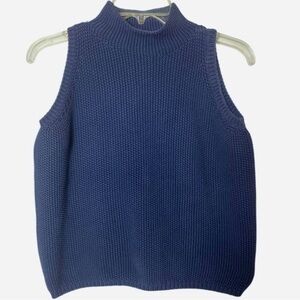 Fabiana Filippi Women’s Large Sleeveless Knit Blue Cotton Top Made in Italy
